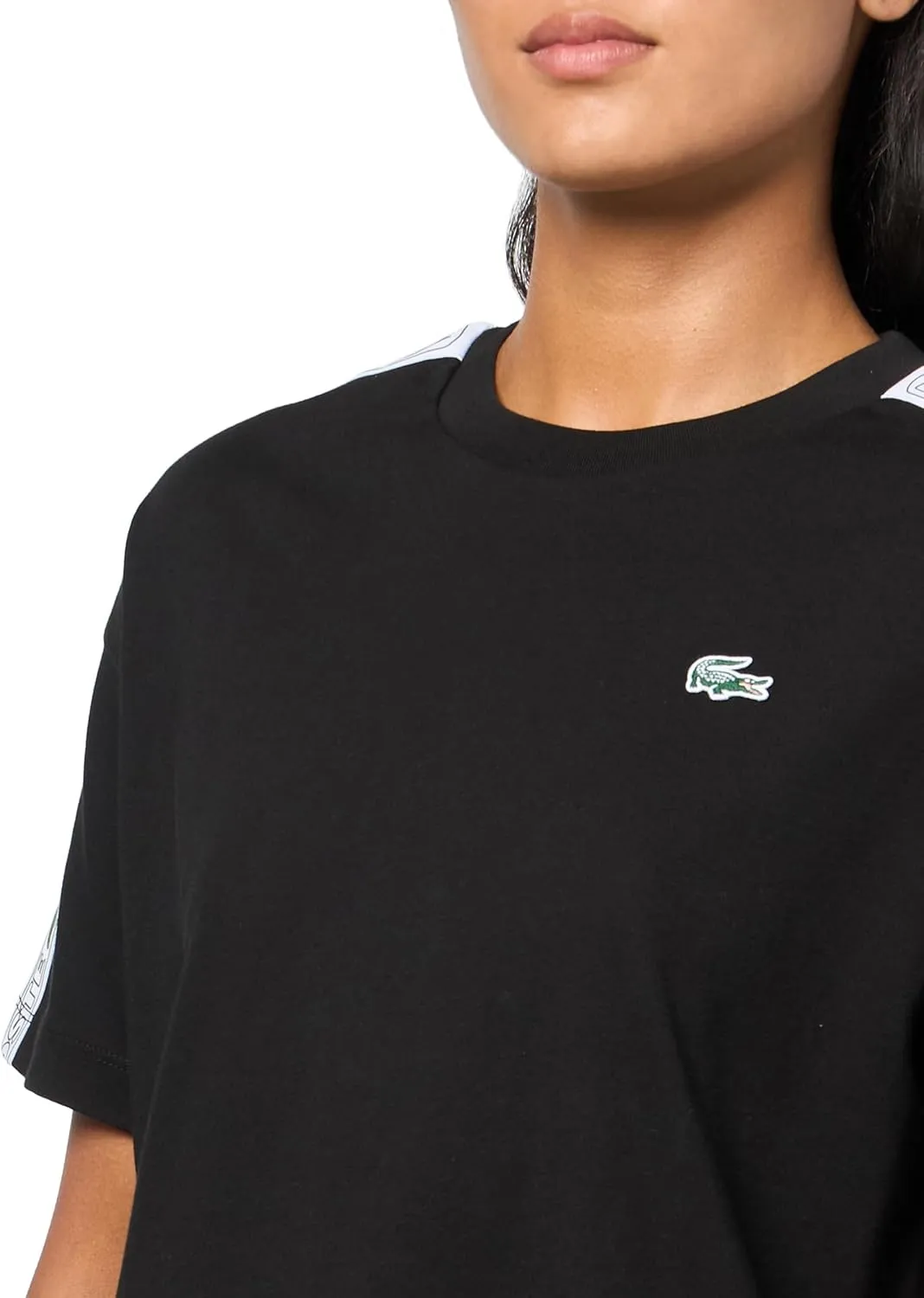 Lacoste Women's Relaxed Short Sleeve Tape Crew Neck T-Shirt