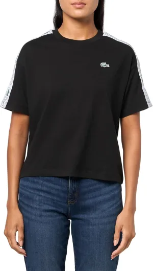 Lacoste Women's Relaxed Short Sleeve Tape Crew Neck T-Shirt