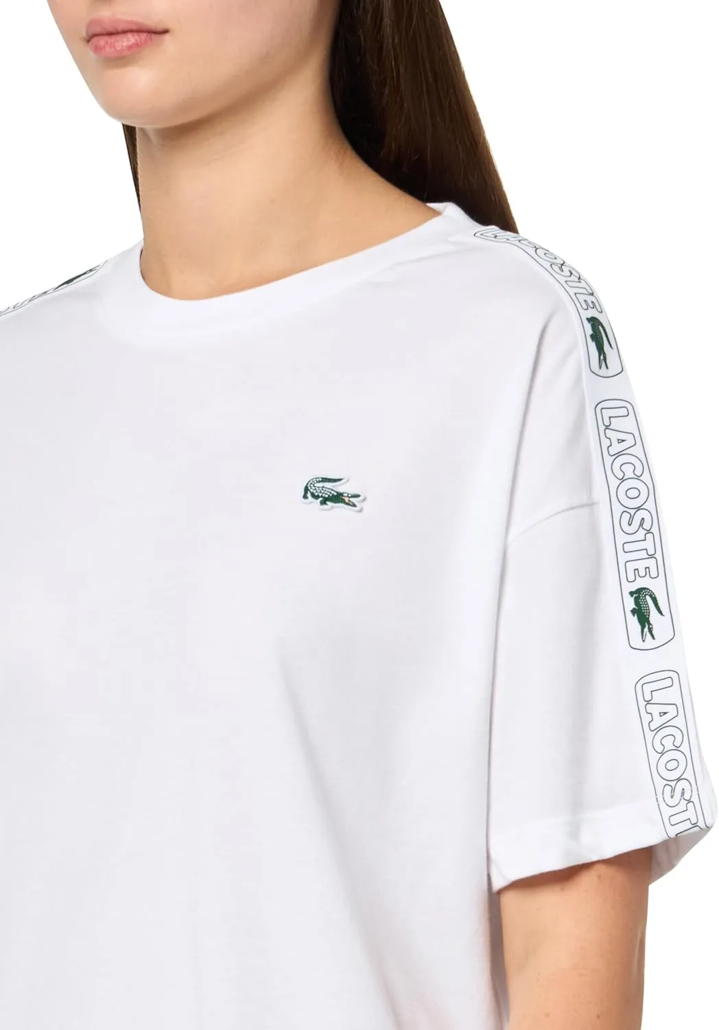 Lacoste Women's Relaxed Short Sleeve Tape Crew Neck T-Shirt