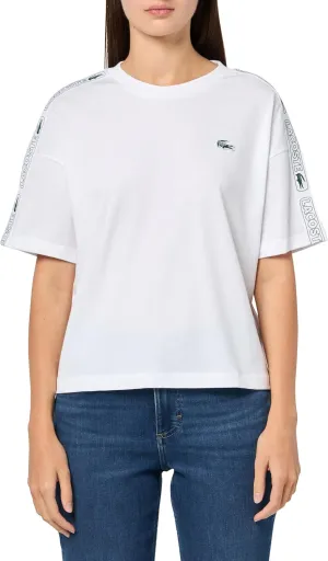 Lacoste Women's Relaxed Short Sleeve Tape Crew Neck T-Shirt