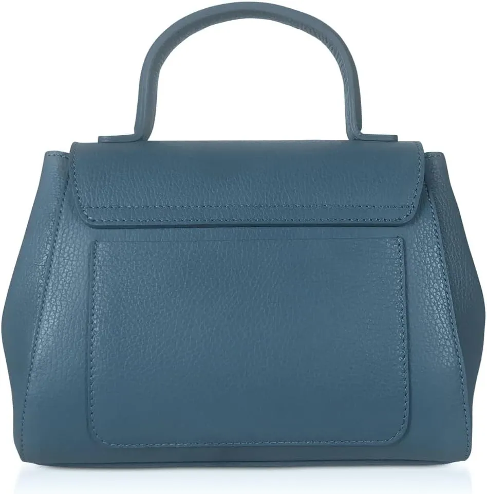 Ladyfinger Top Handle Handbag with Crossbody Strap, 9.4 x 7.1 x 4.7 inches, Genuine Embossed Leather