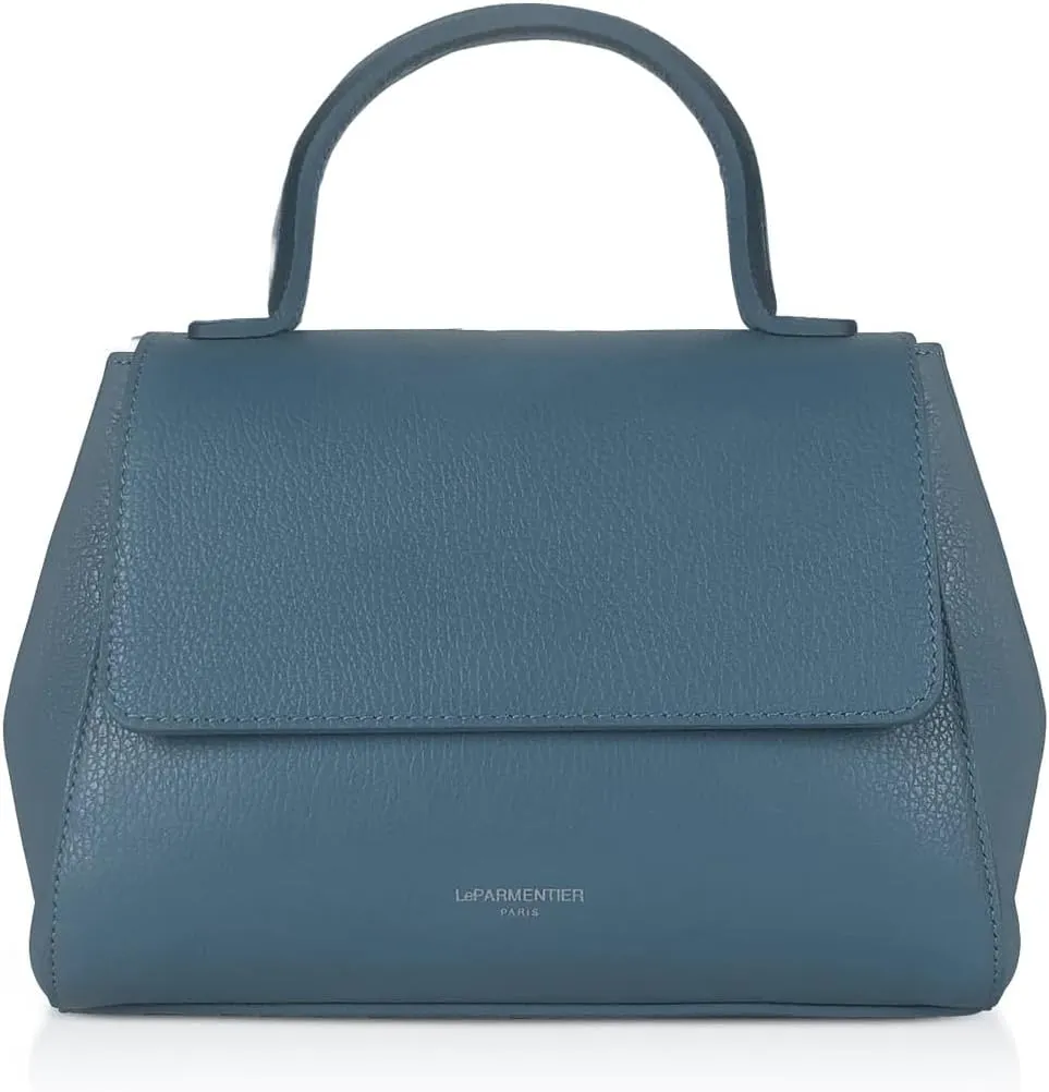 Ladyfinger Top Handle Handbag with Crossbody Strap, 9.4 x 7.1 x 4.7 inches, Genuine Embossed Leather