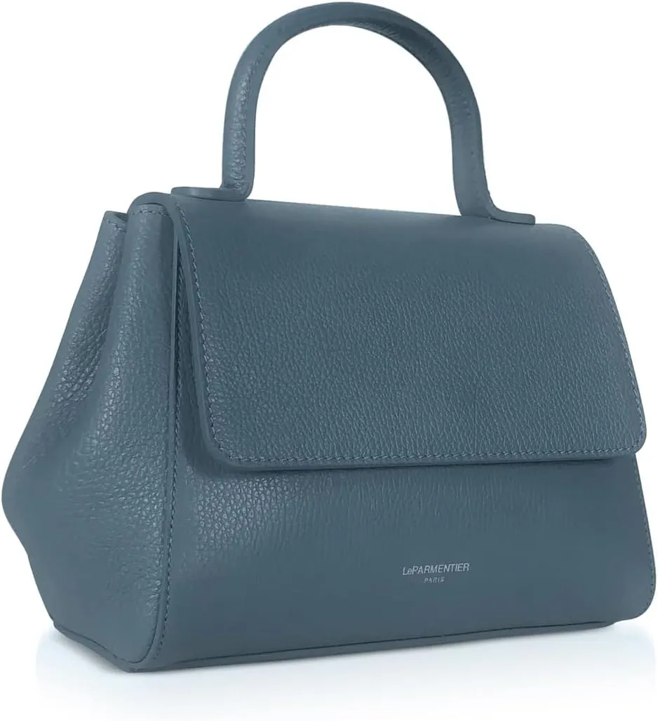 Ladyfinger Top Handle Handbag with Crossbody Strap, 9.4 x 7.1 x 4.7 inches, Genuine Embossed Leather