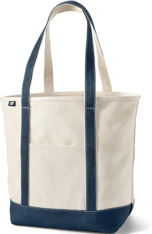 Lands' End Open Top Long Handle Canvas Tote Bag