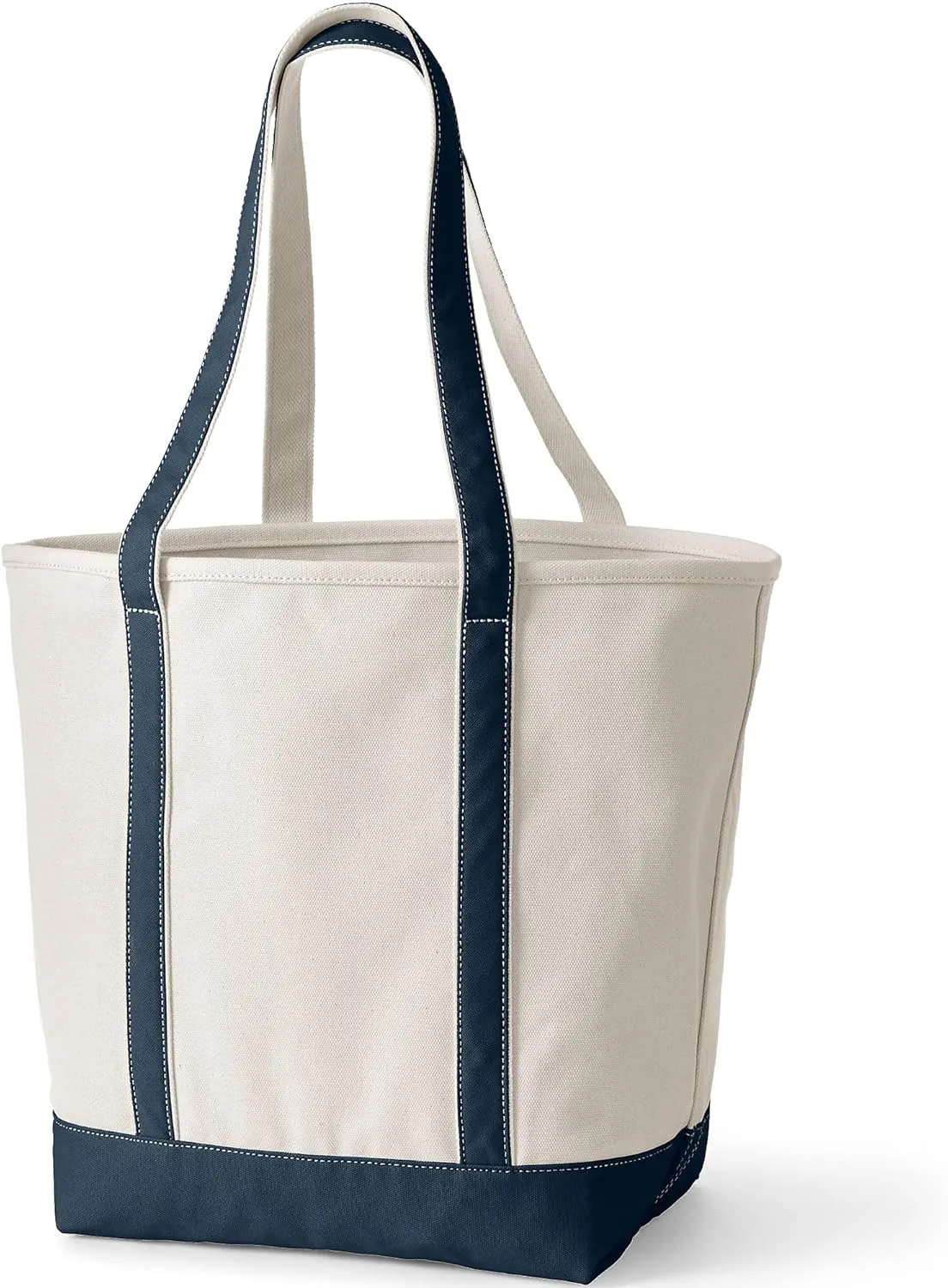 Lands' End Open Top Long Handle Canvas Tote Bag