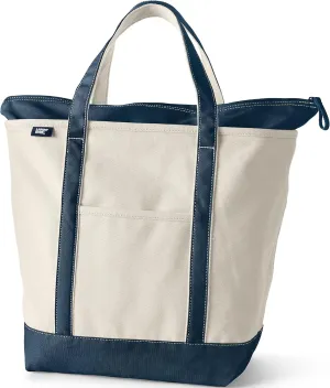 Lands' End Zip Top Canvas Tote Bag