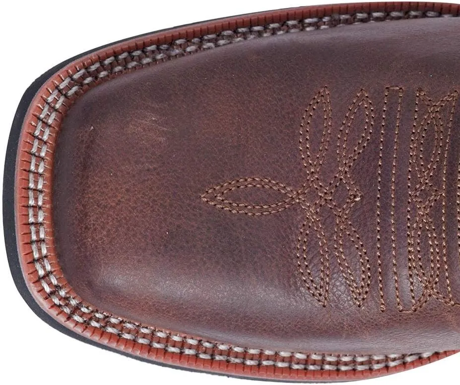 Laredo Mens Montana Embroidered Square Toe Pull On Casual Boots Mid Calf - Brown