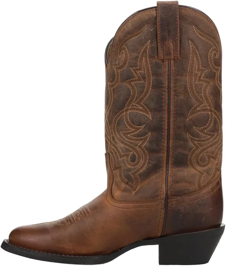 Laredo Womens Maddie Embroidered Round Toe Casual Boots Mid Calf Low Heel 1-2" - Black