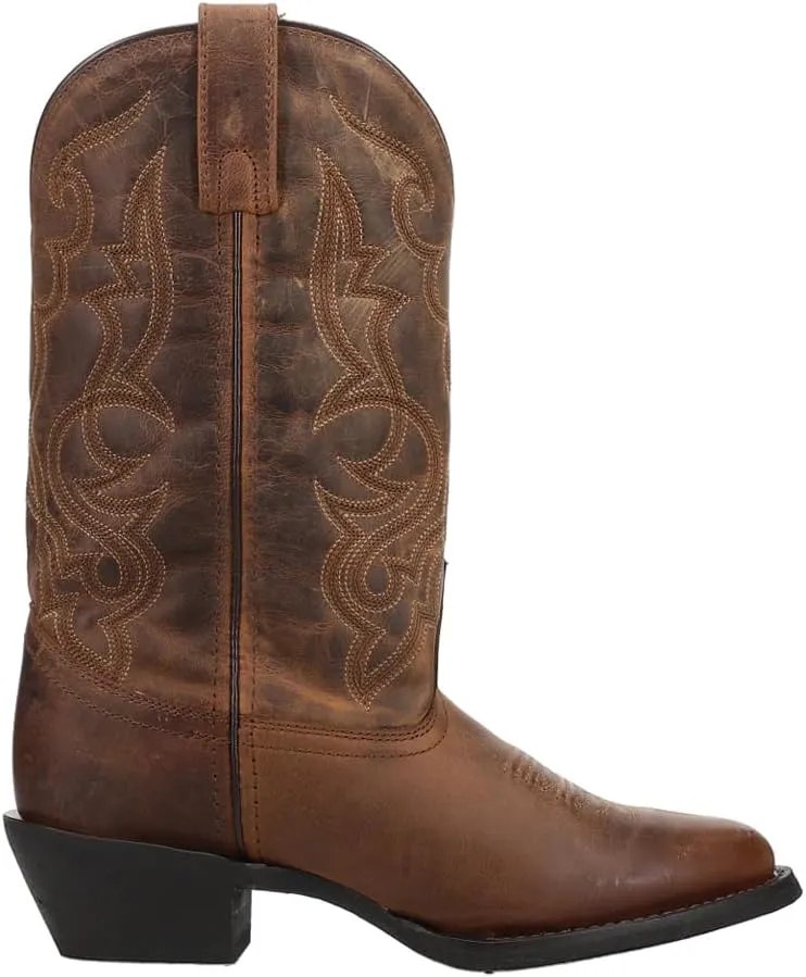 Laredo Womens Maddie Embroidered Round Toe Casual Boots Mid Calf Low Heel 1-2" - Black