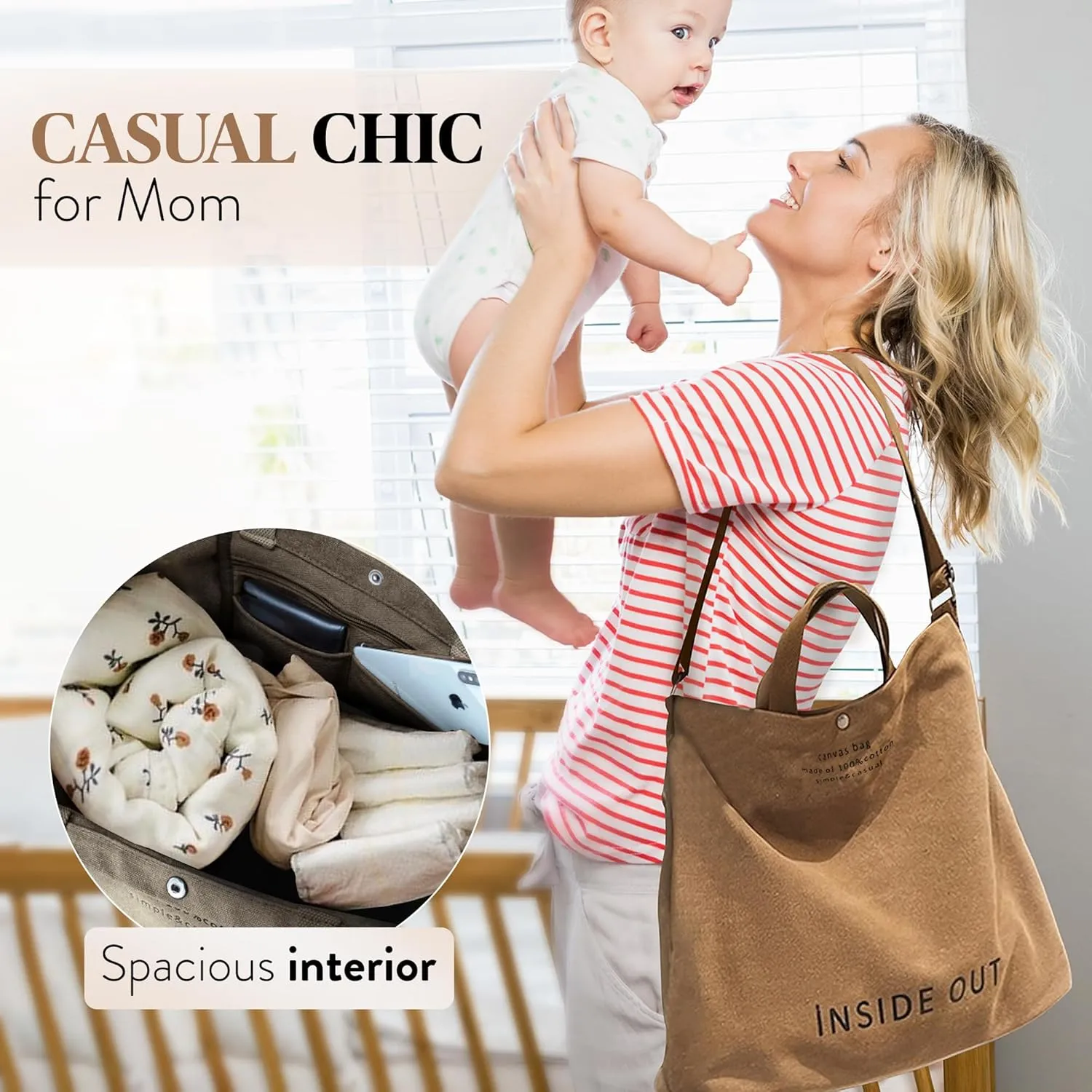Large Tote Bag for Women, Canvas Bag Women Gift, Fashion Crossbody 16oz 100% Cotton Bag, Large Capacity Shoulder Bag