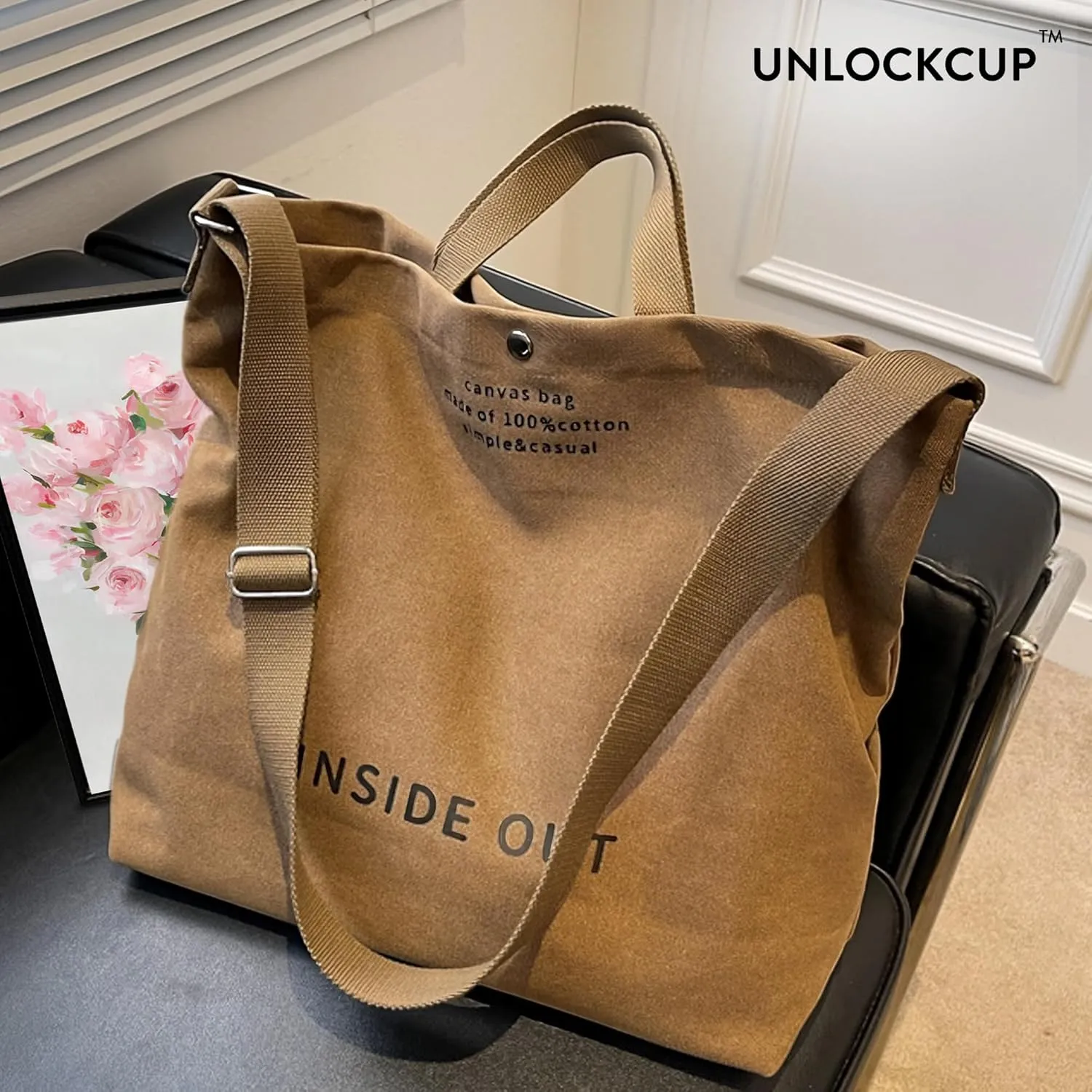 Large Tote Bag for Women, Canvas Bag Women Gift, Fashion Crossbody 16oz 100% Cotton Bag, Large Capacity Shoulder Bag