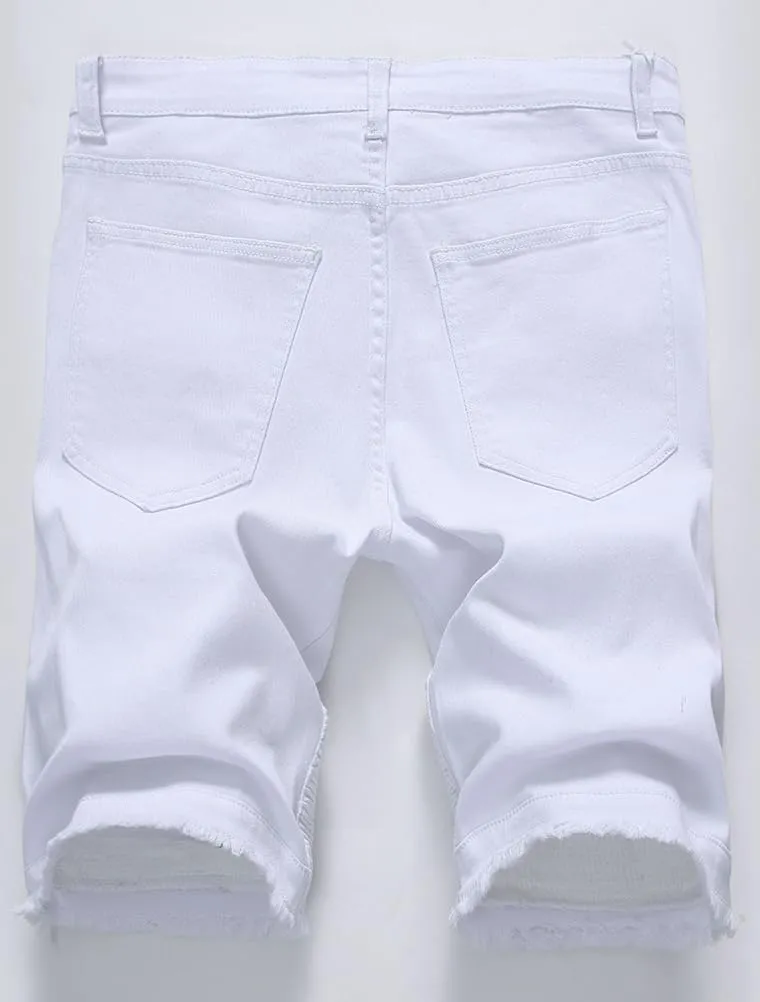 Lavnis Men's Casual Denim Shorts Classic Fit Ripped Distressed Summer Jeans Shorts