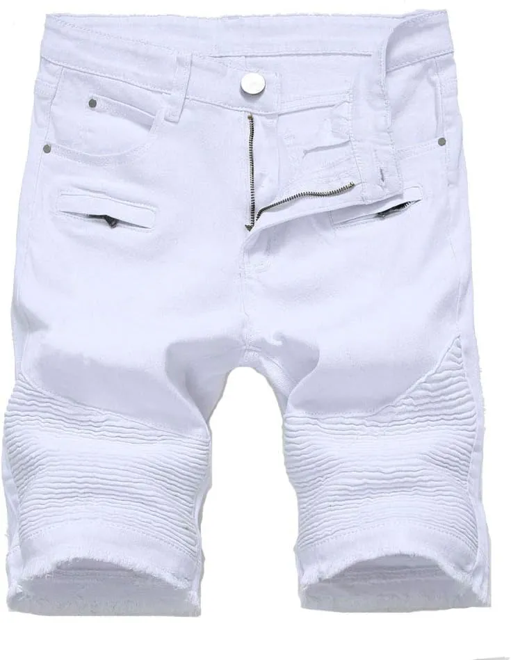 Lavnis Men's Casual Denim Shorts Classic Fit Ripped Distressed Summer Jeans Shorts