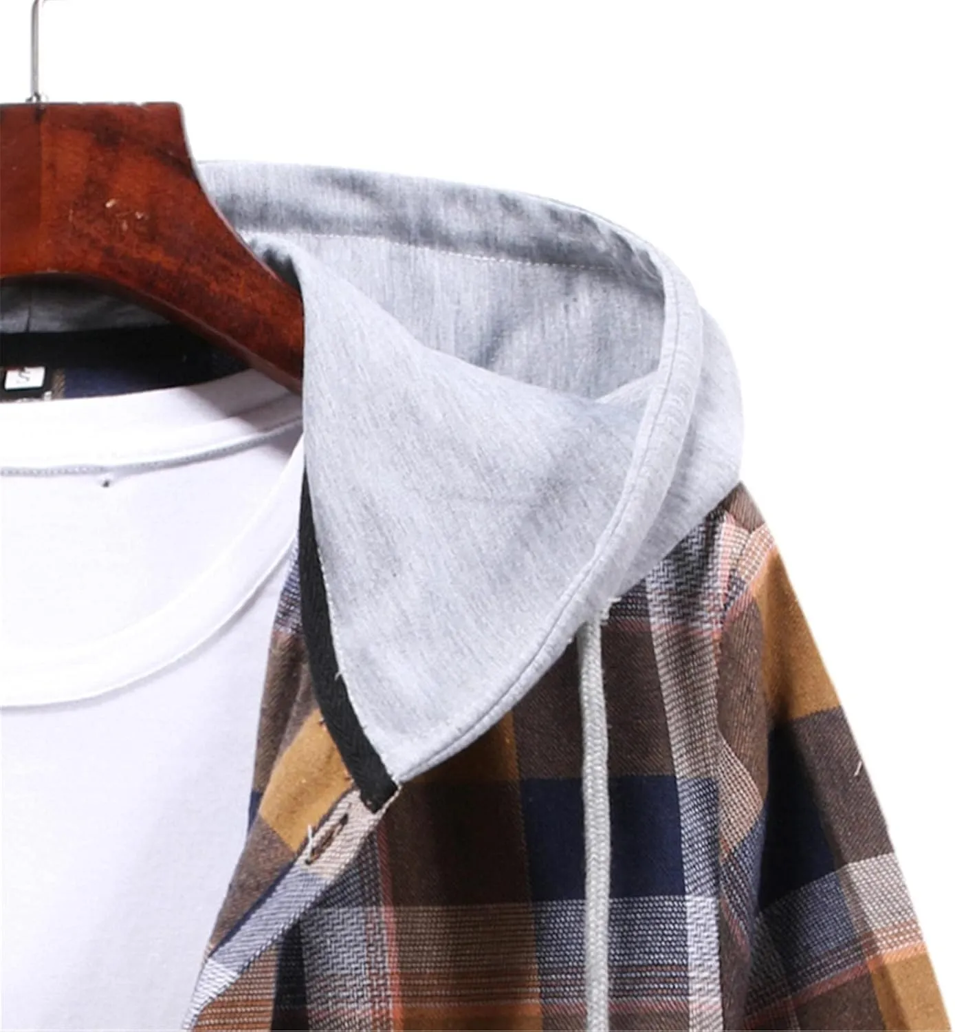 LCMTWX Men's Fleece Flannel Jackets Plaid Pocket Loose Coat Top Blouse Men Plus Size Big&Tall Mens Coat Lightweight Shirt