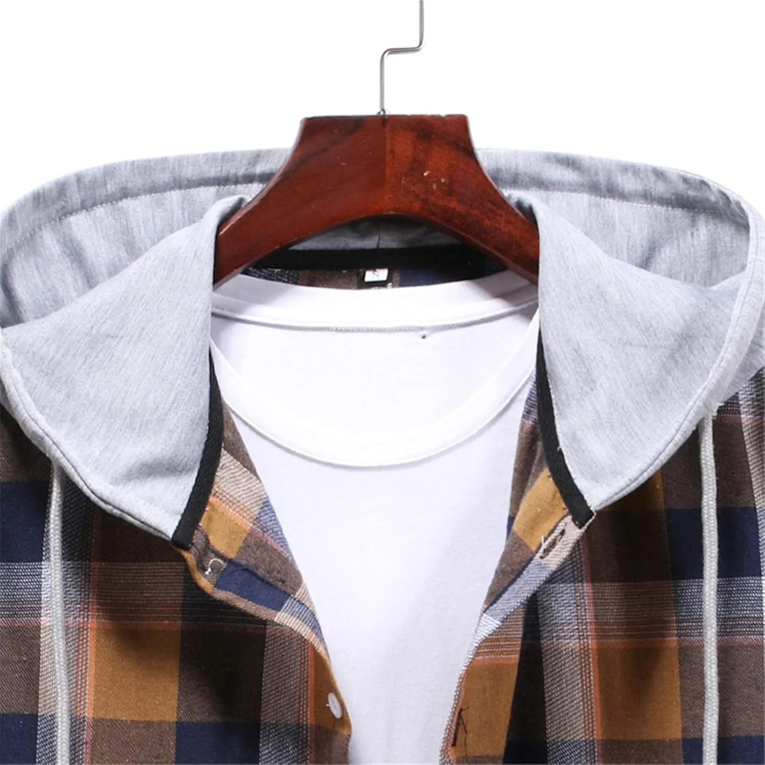 LCMTWX Men's Fleece Flannel Jackets Plaid Pocket Loose Coat Top Blouse Men Plus Size Big&Tall Mens Coat Lightweight Shirt