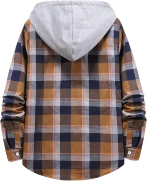 LCMTWX Men's Fleece Flannel Jackets Plaid Pocket Loose Coat Top Blouse Men Plus Size Big&Tall Mens Coat Lightweight Shirt