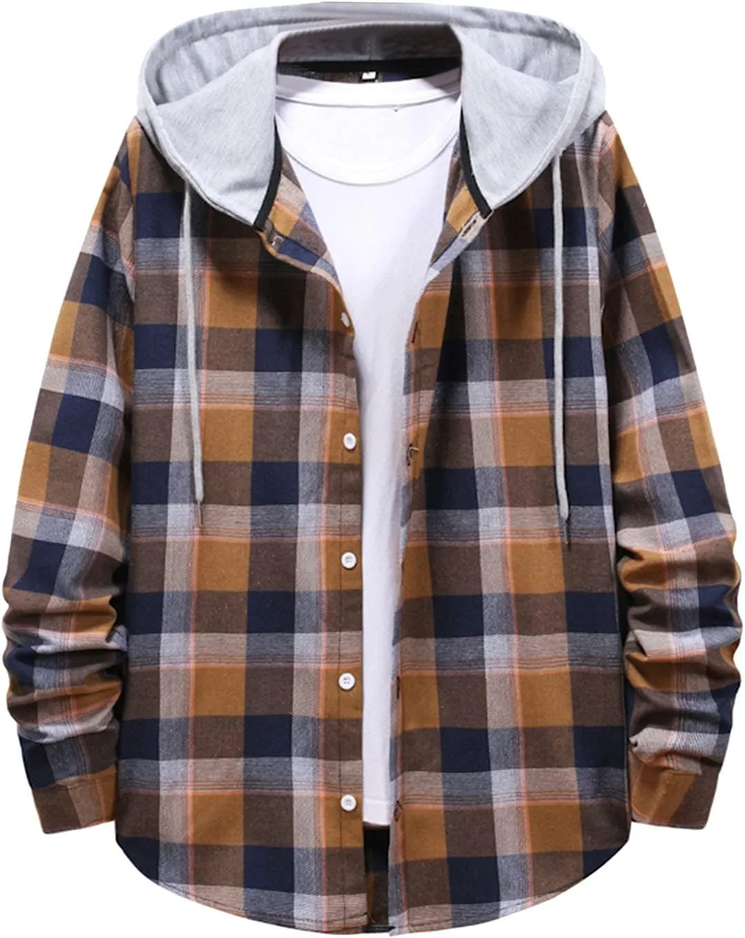 LCMTWX Men's Fleece Flannel Jackets Plaid Pocket Loose Coat Top Blouse Men Plus Size Big&Tall Mens Coat Lightweight Shirt