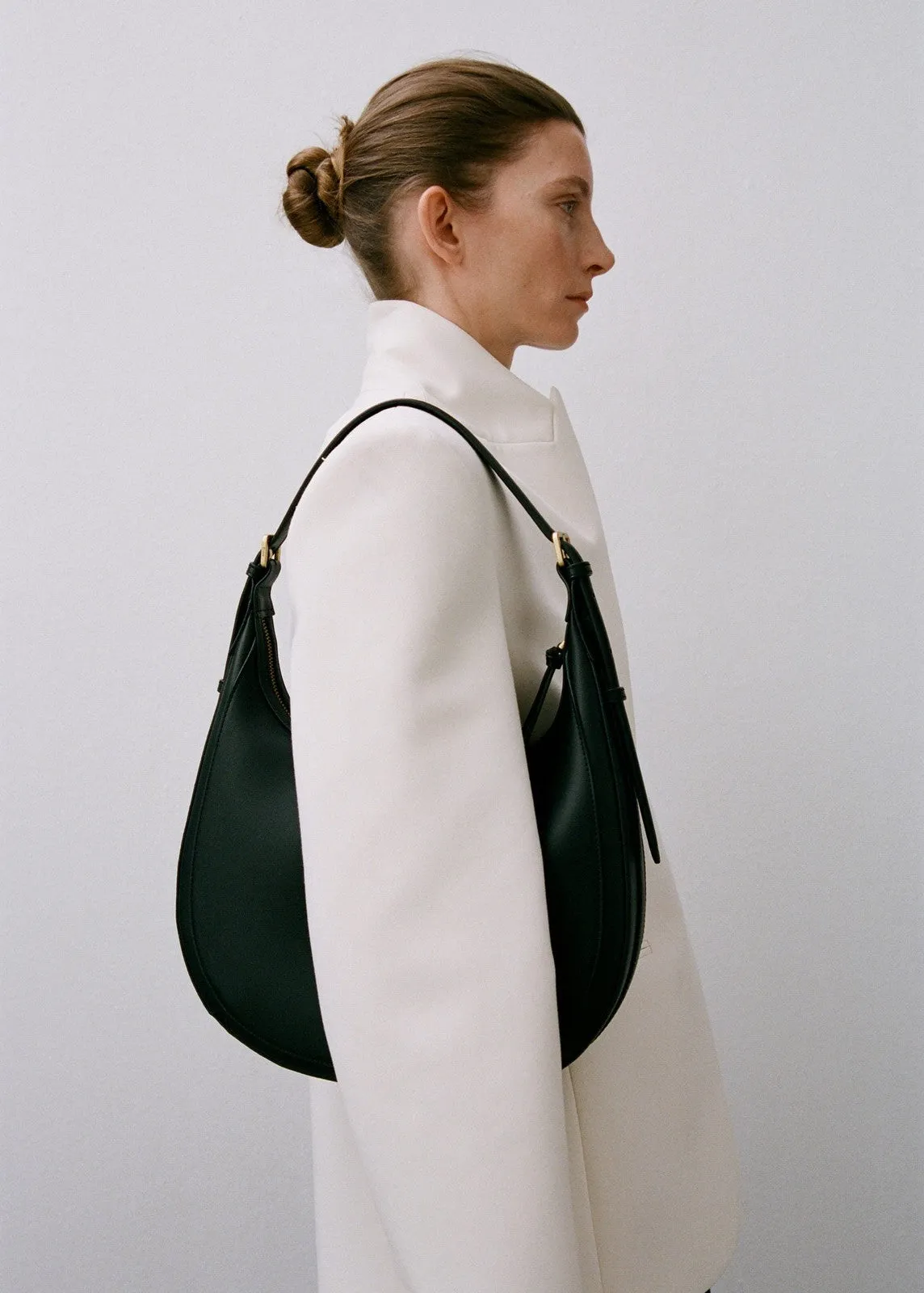 Leather-effect shoulder bag - Black