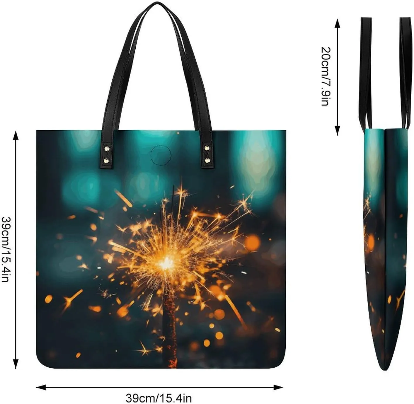 Leather Tote Bags for Women Lake And TreesHandbag Makeup Bag Casual Bag with Magnetic Buckle