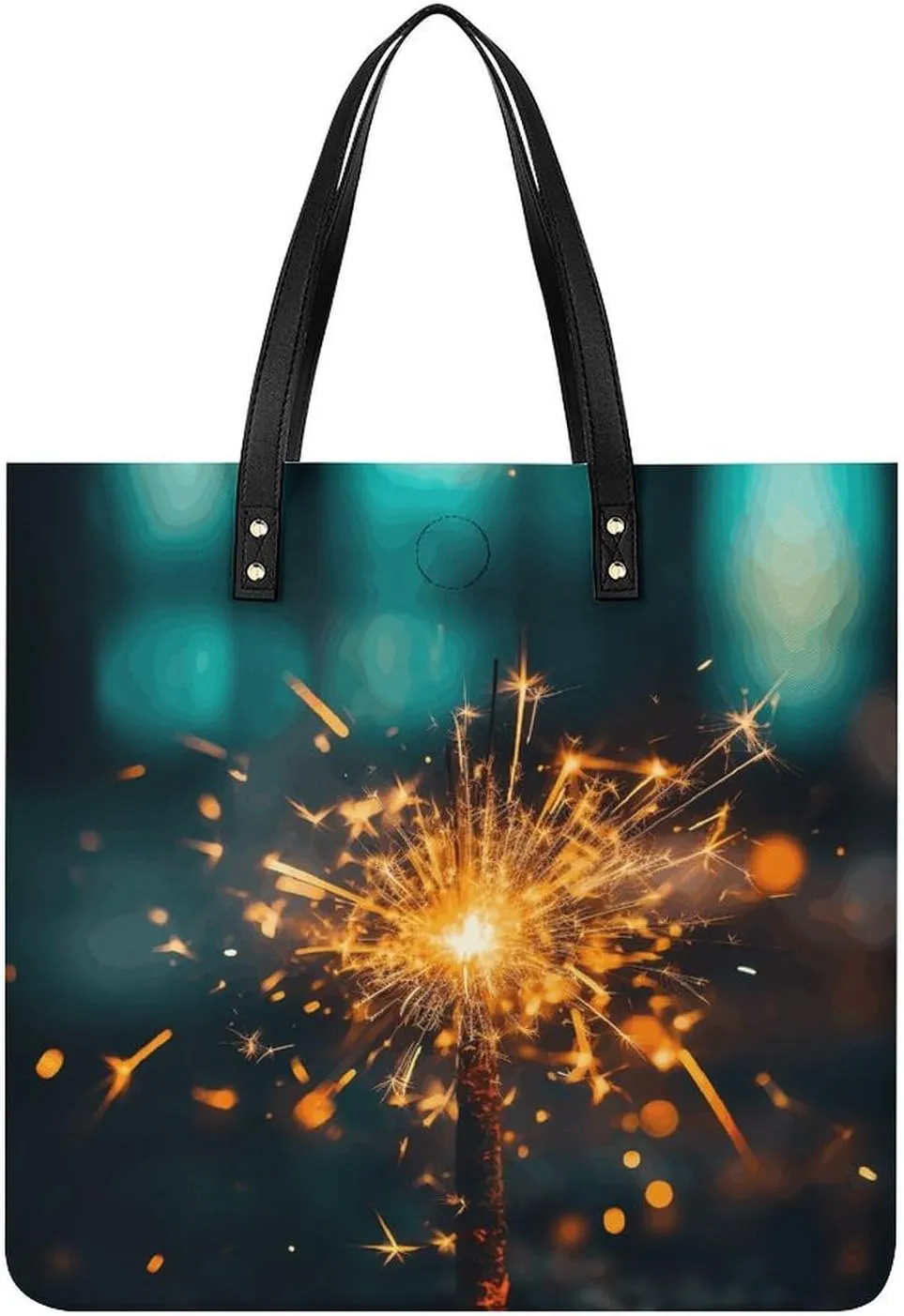 Leather Tote Bags for Women Lake And TreesHandbag Makeup Bag Casual Bag with Magnetic Buckle