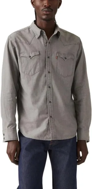 Levi's Men's Classic Western Shirt (Also Available in Big & Tall), (New) Trell Black Chambray Enzyme