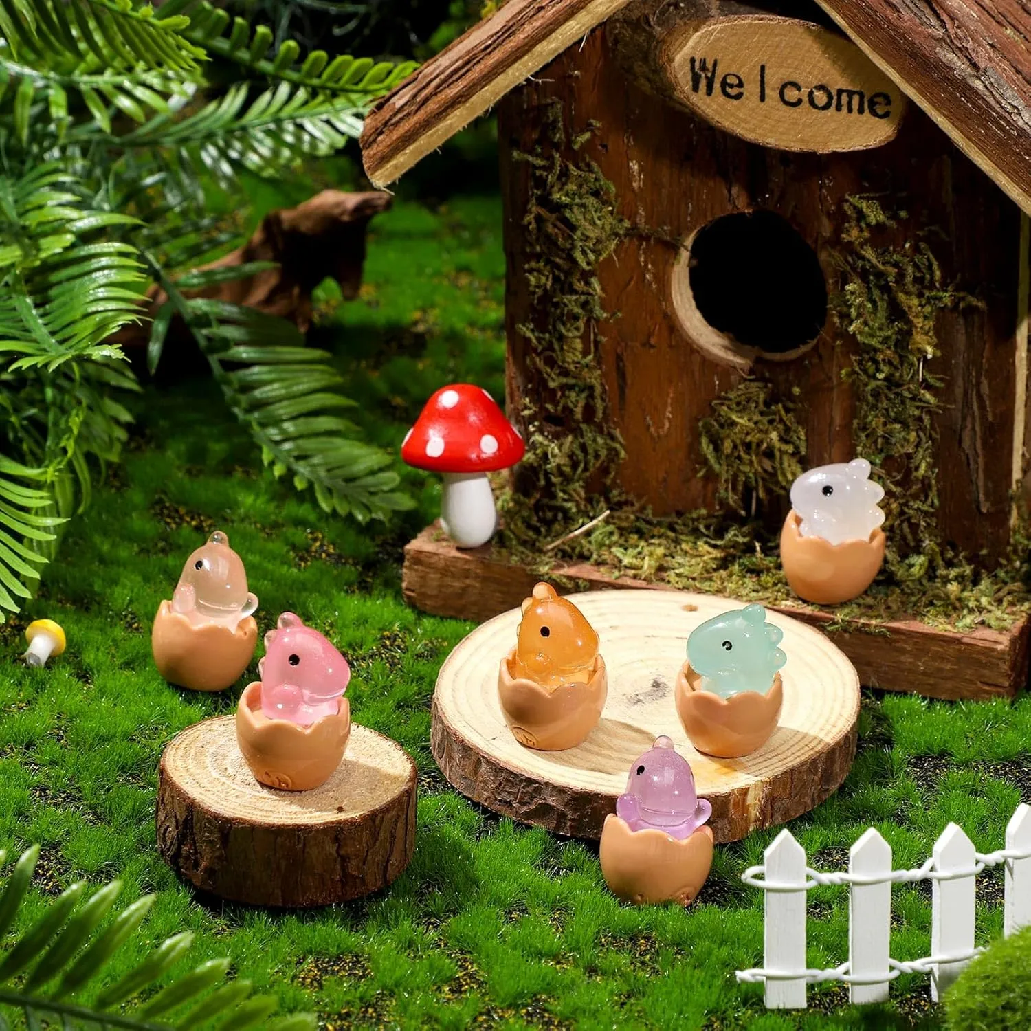 Libima 100 Pcs Mini Resin Luminous Dinosaur Figures Glow in The Dark Dinosaur Miniatures Resin Tiny Animal Figurines for Fairy Landscape Garden Aquarium Dollhouse Decor