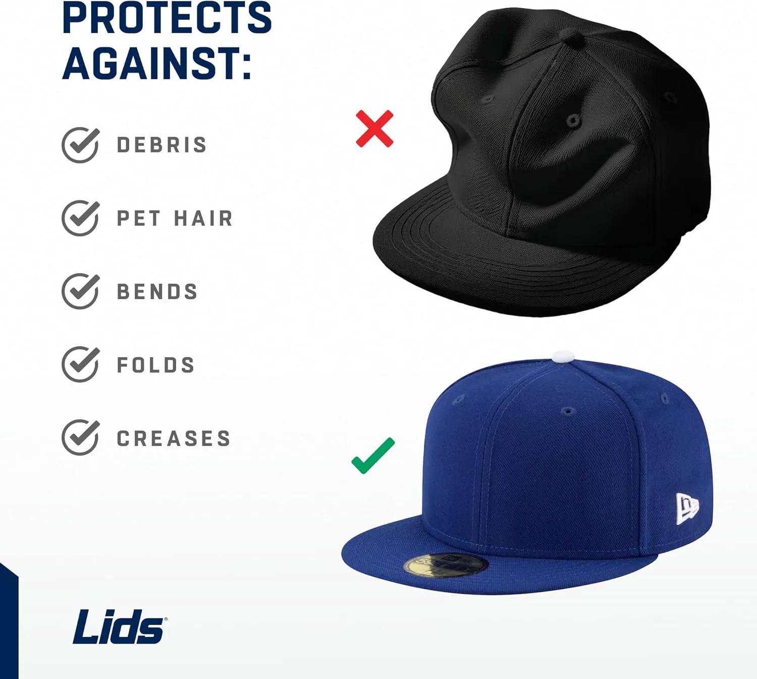 Lids Hat Travel Case – Baseball Cap Carrier for 6 Hats, Durable Black Exterior with Pink Interior, Storage with Handle & Adjustable Shoulder Strap, Hard Hat Organizer for Travel & Closet