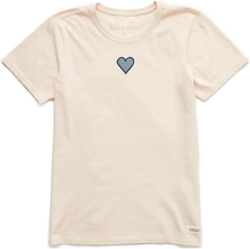 Life is Good. Women's Embroidered Heart Crusher Tee, Putty White