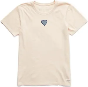 Life is Good. Women's Embroidered Heart Crusher Tee, Putty White