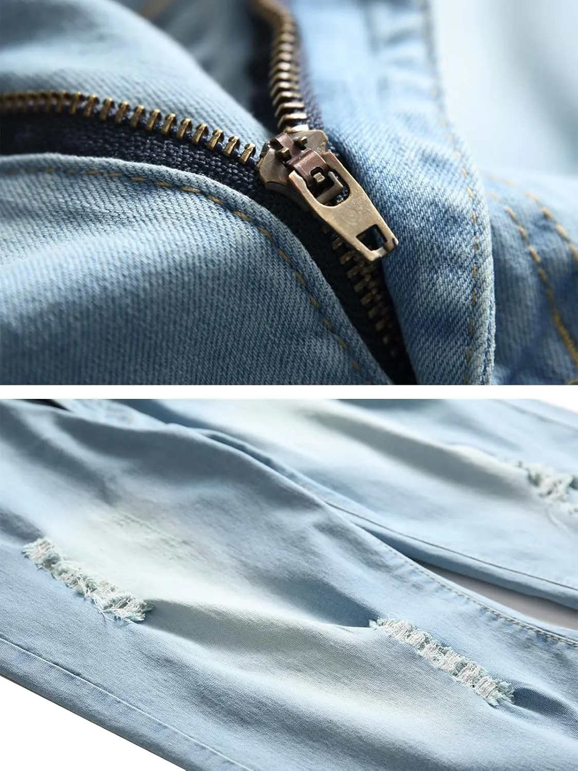 Litteking Men's Ripped Jean Shorts Casual Distressed Denim Shorts Summer Short Pants with Pockets