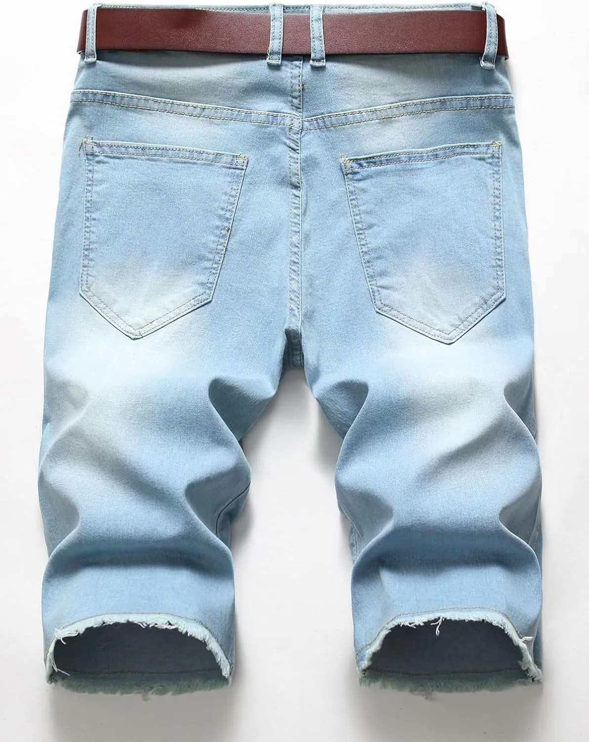 Litteking Men's Ripped Jean Shorts Casual Distressed Denim Shorts Summer Short Pants with Pockets