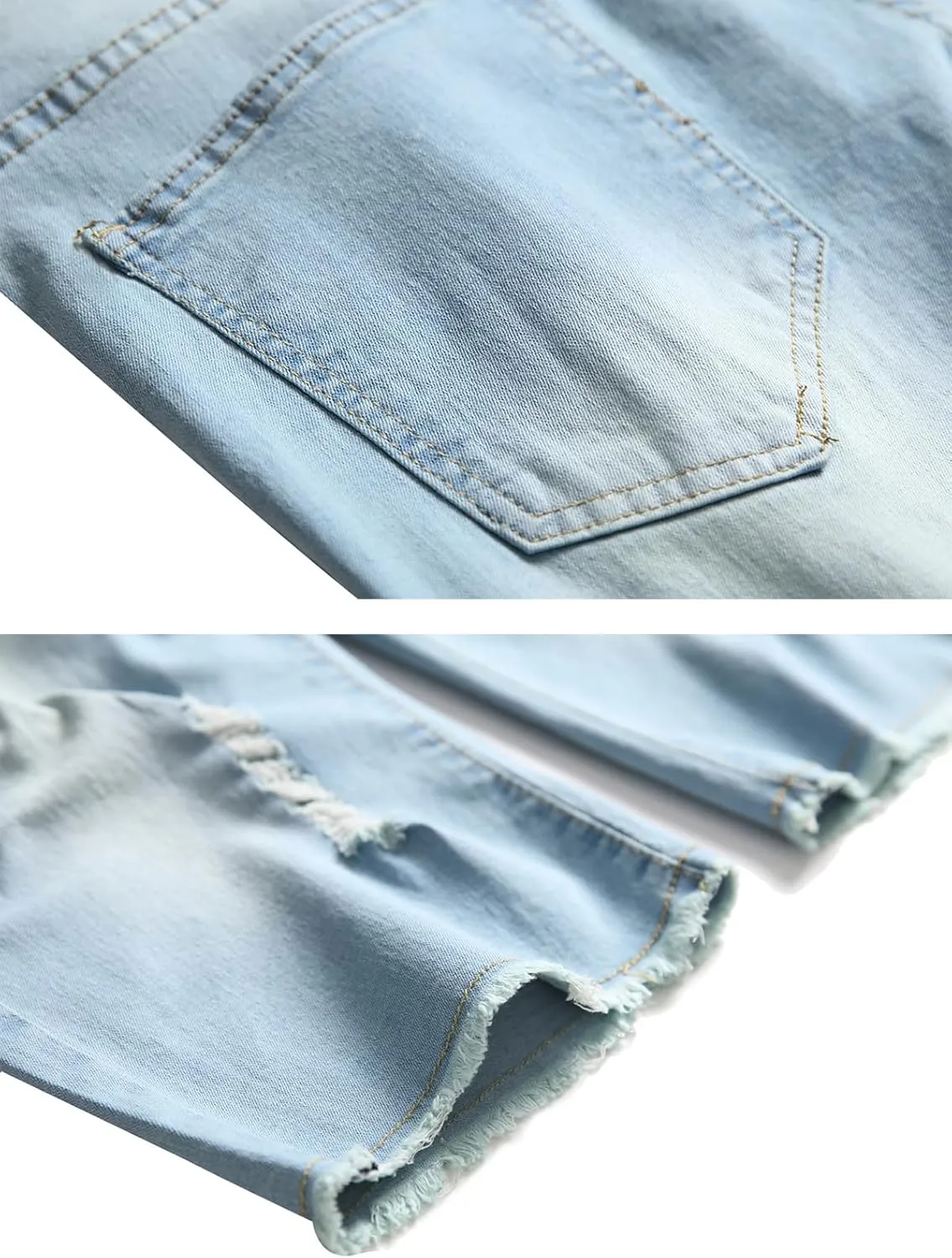 Litteking Men's Ripped Jean Shorts Casual Distressed Denim Shorts Summer Short Pants with Pockets