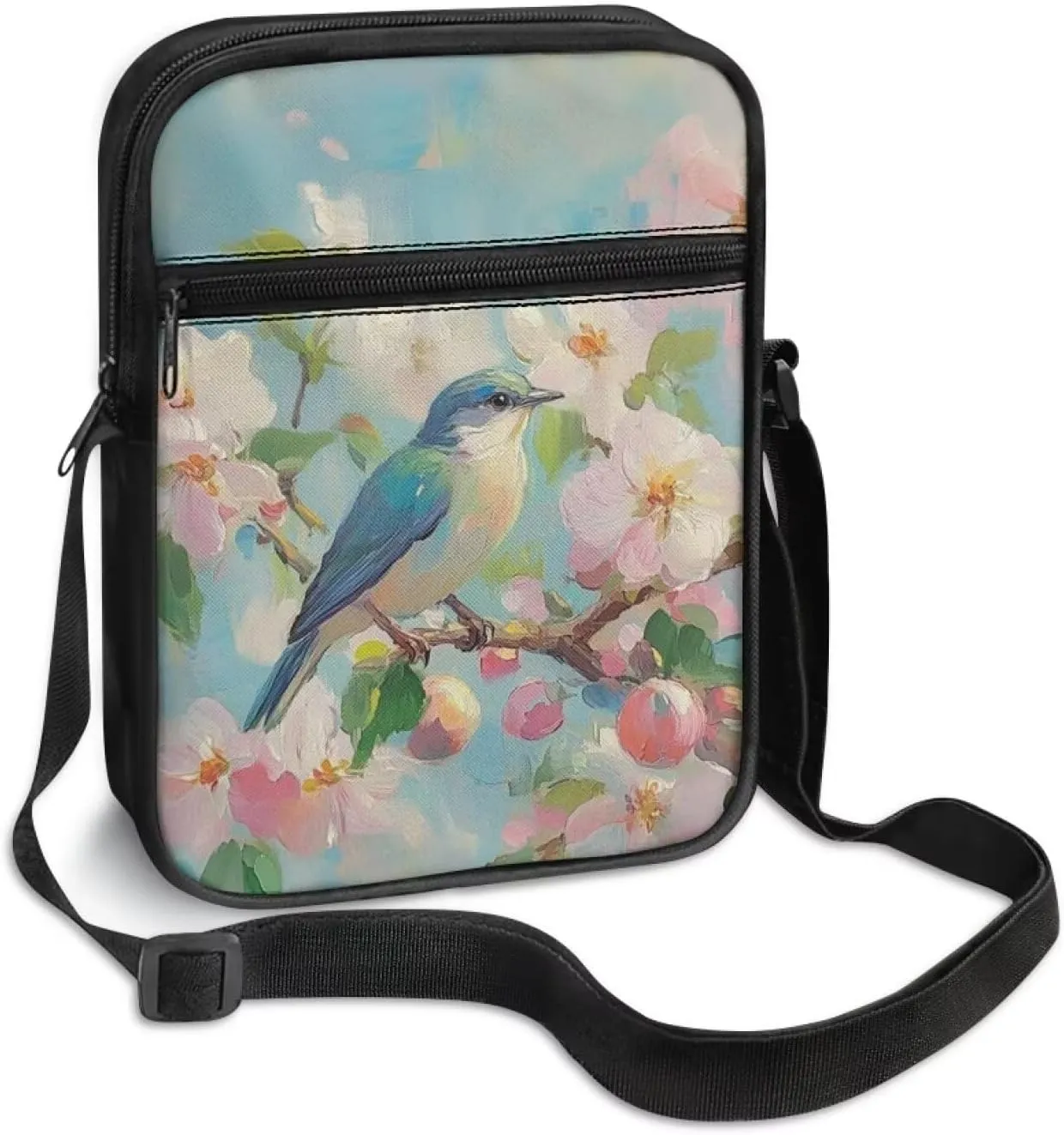 Little Messenger Bag Women's Lightweight Adjustable Strap Crossbody Purse with Zipper Pockets