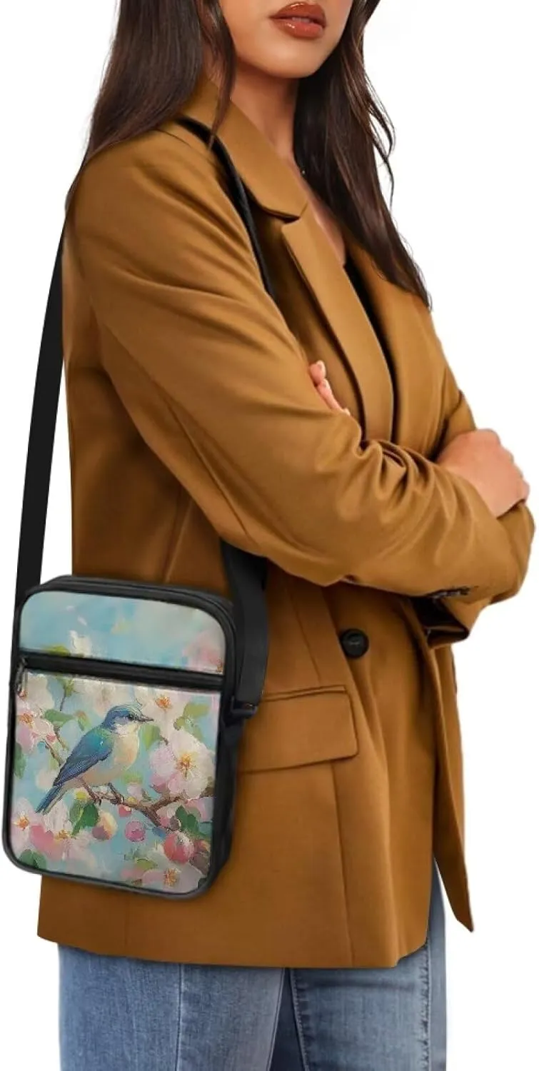 Little Messenger Bag Women's Lightweight Adjustable Strap Crossbody Purse with Zipper Pockets