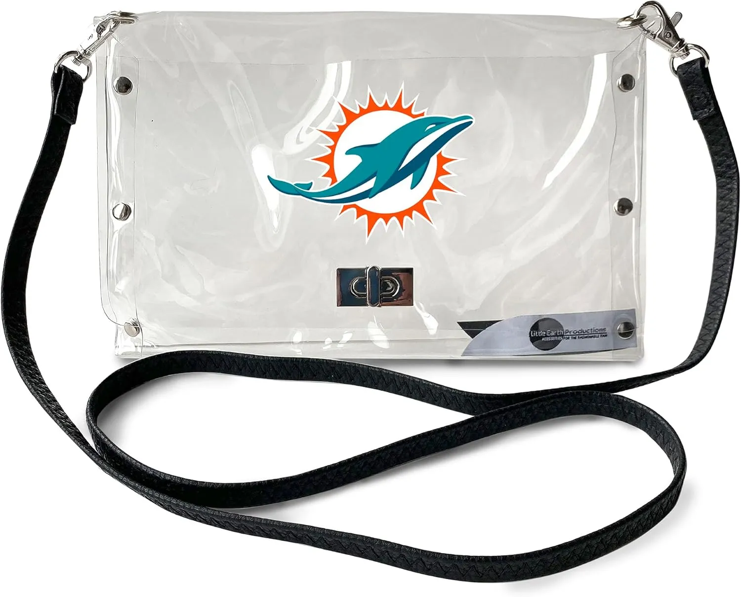 Littlearth NFL Clear Envelope Purse with Black Fashion Strap