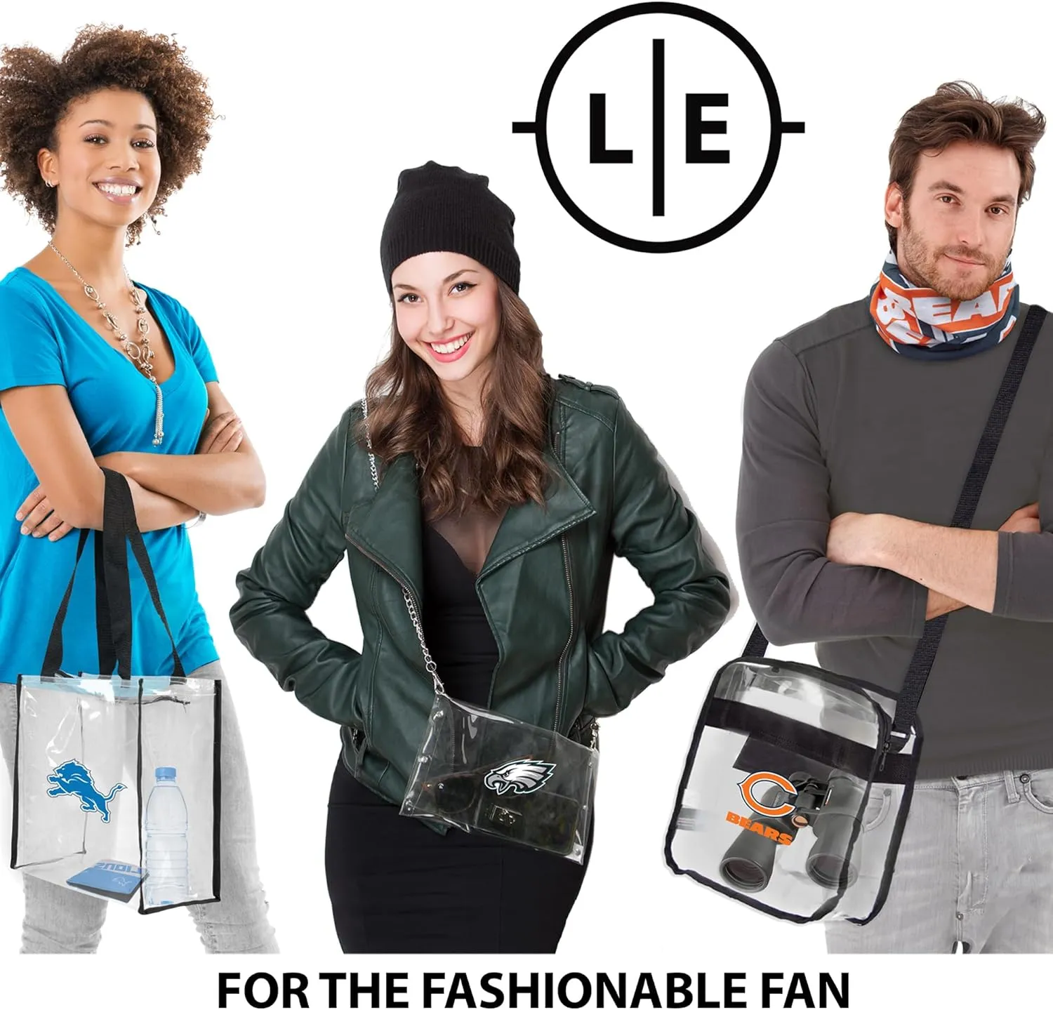 Littlearth NFL Clear Envelope Purse with Black Fashion Strap
