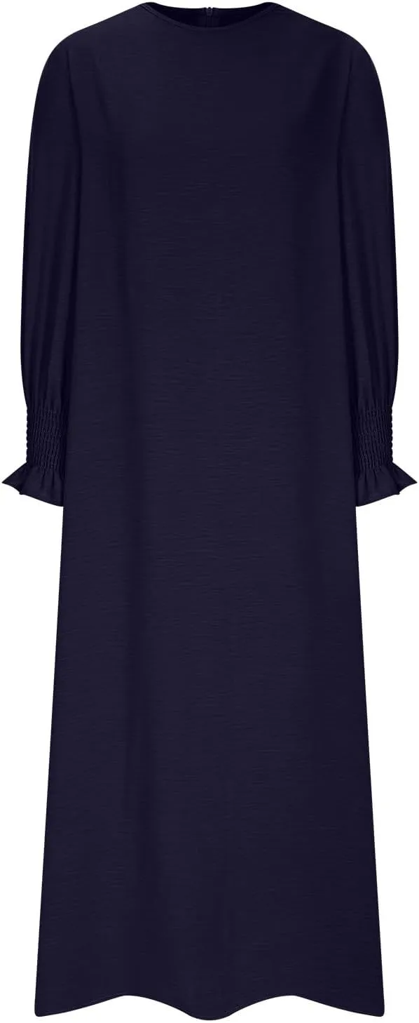 Lmdudan Womens Muslim Prayer Dress Long Sleeve Kaftan Islamic Robe Solid Abayas Eid Prayer Clothes Middle East Arabian Robes