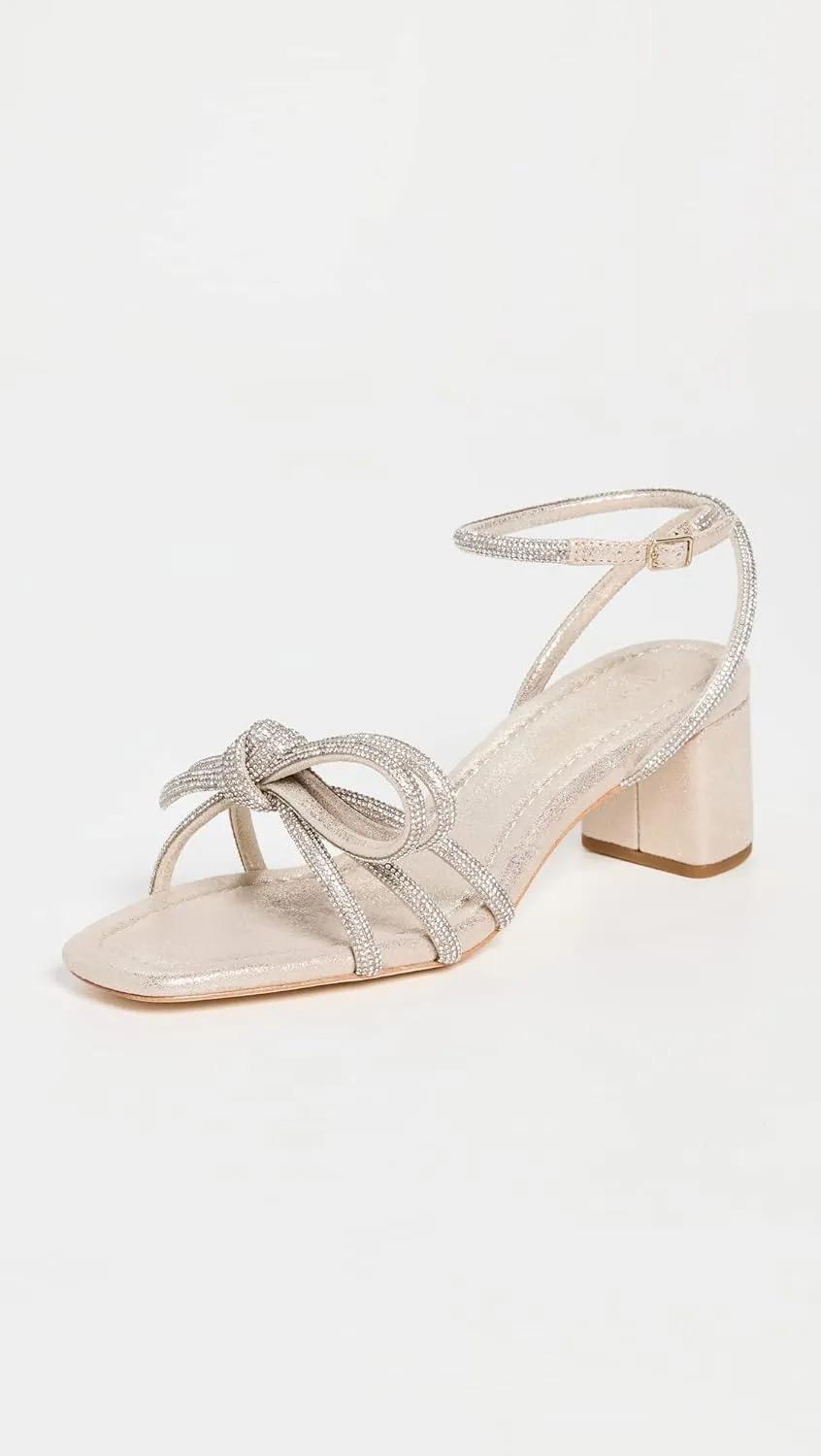 Loeffler Randall Women's Mikel Leather Bow Mid-Heel Sandals