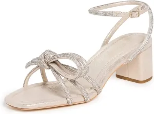 Loeffler Randall Women's Mikel Leather Bow Mid-Heel Sandals