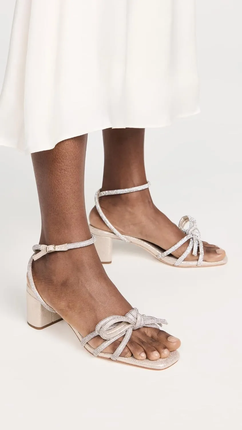 Loeffler Randall Women's Mikel Leather Bow Mid-Heel Sandals