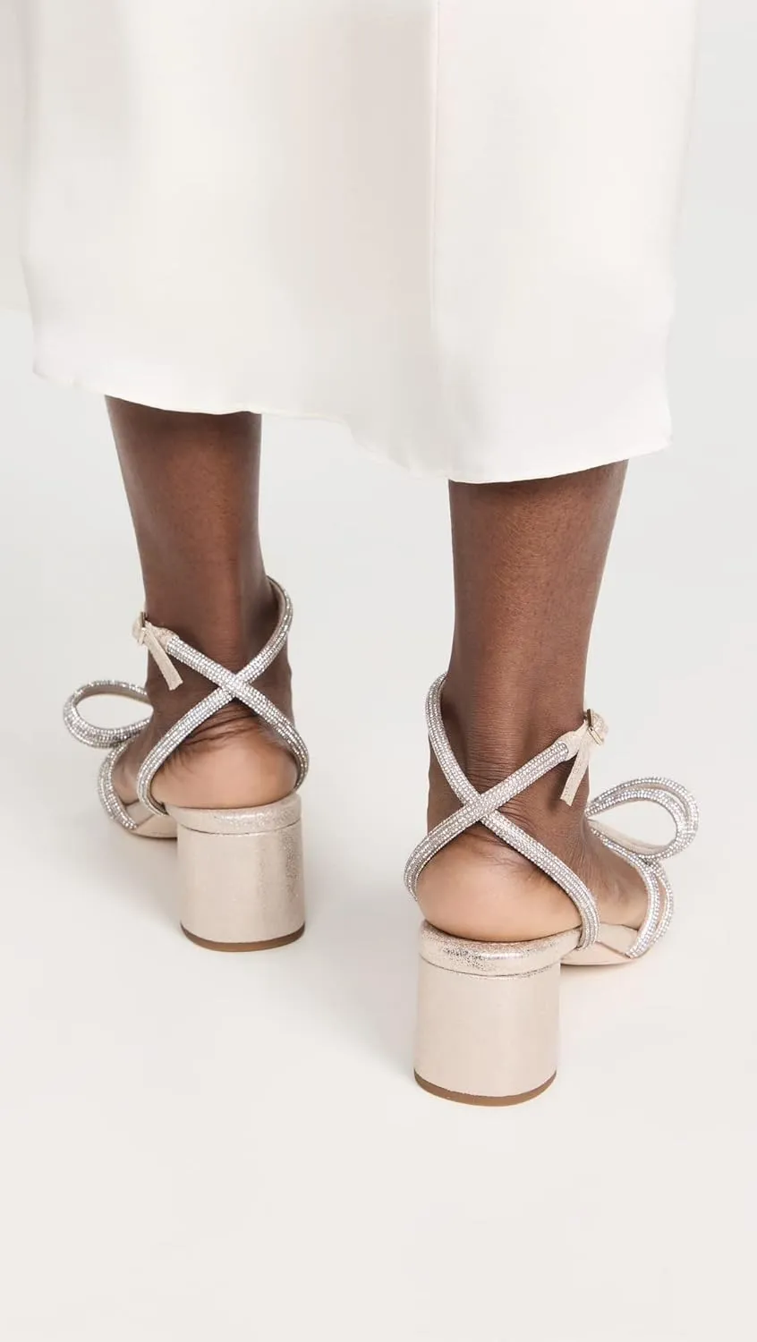 Loeffler Randall Women's Mikel Leather Bow Mid-Heel Sandals