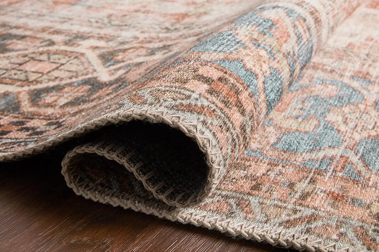 Loloi II Loren Terracotta/Sky 5'-0" x 7'-6" Area Rug