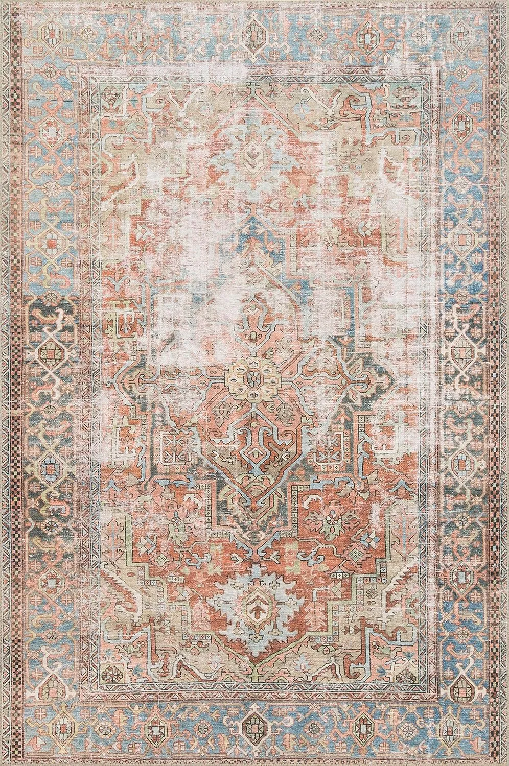 Loloi II Loren Terracotta/Sky 5'-0" x 7'-6" Area Rug