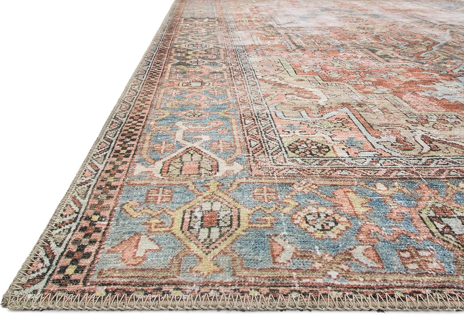 Loloi II Loren Terracotta/Sky 5'-0" x 7'-6" Area Rug