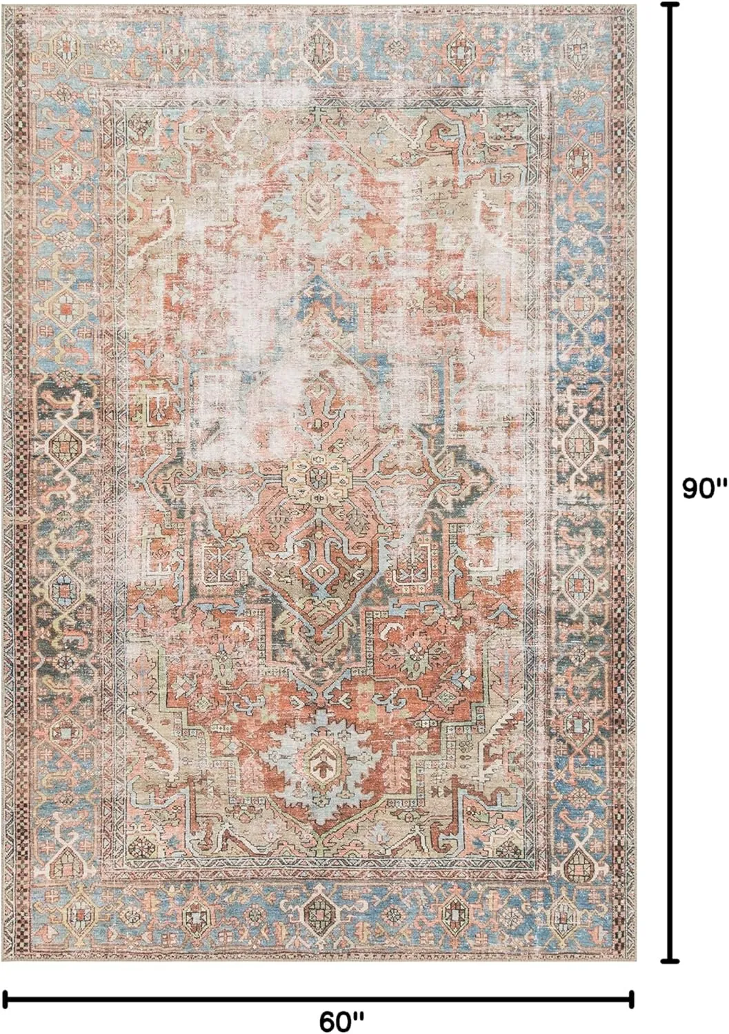 Loloi II Loren Terracotta/Sky 5'-0" x 7'-6" Area Rug