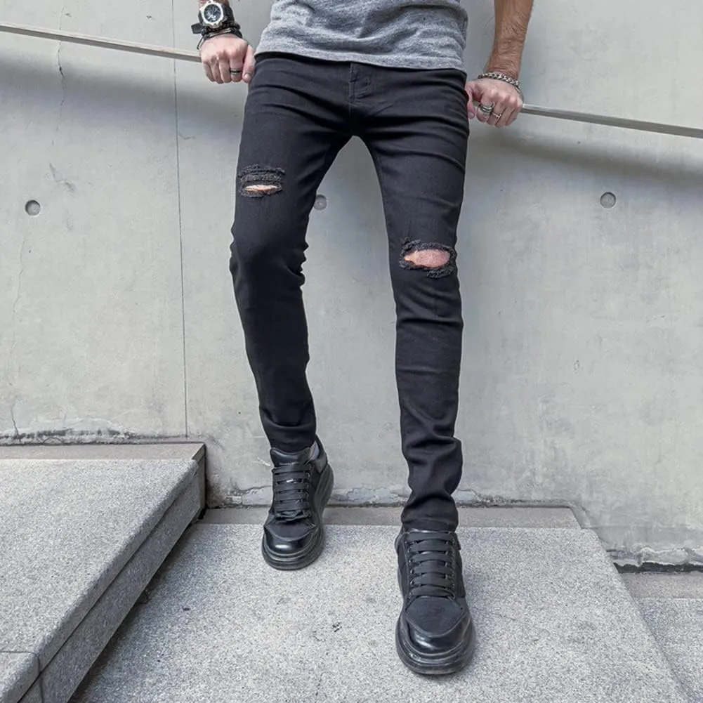 LONGBIDA Men's Slim Fit Ripped Stretch Skinny Jeans for Men, Distressed Tapered Leg Fashion Pants