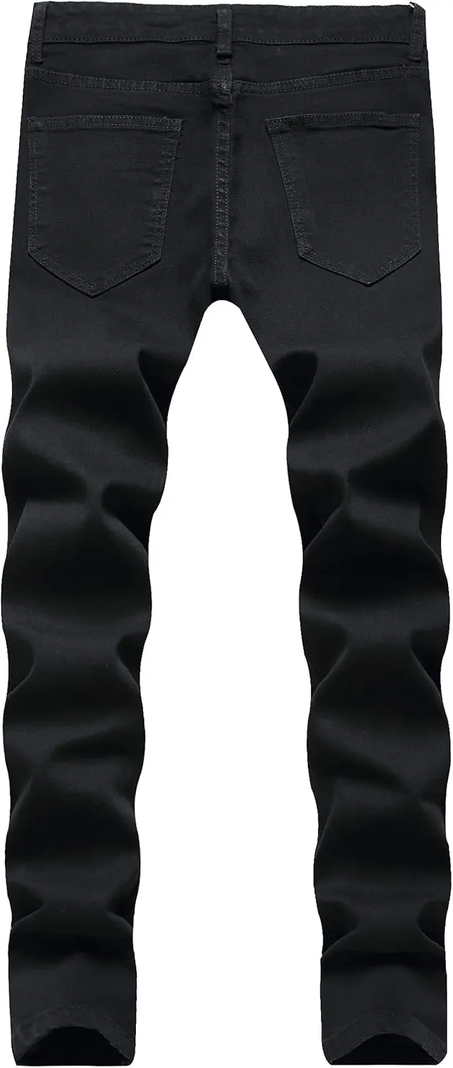 LONGBIDA Men's Slim Fit Ripped Stretch Skinny Jeans for Men, Distressed Tapered Leg Fashion Pants