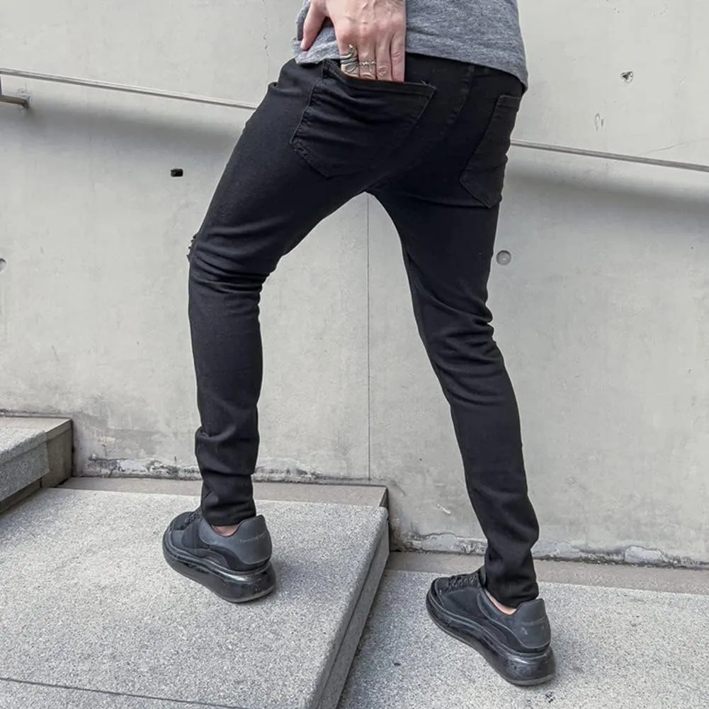 LONGBIDA Men's Slim Fit Ripped Stretch Skinny Jeans for Men, Distressed Tapered Leg Fashion Pants