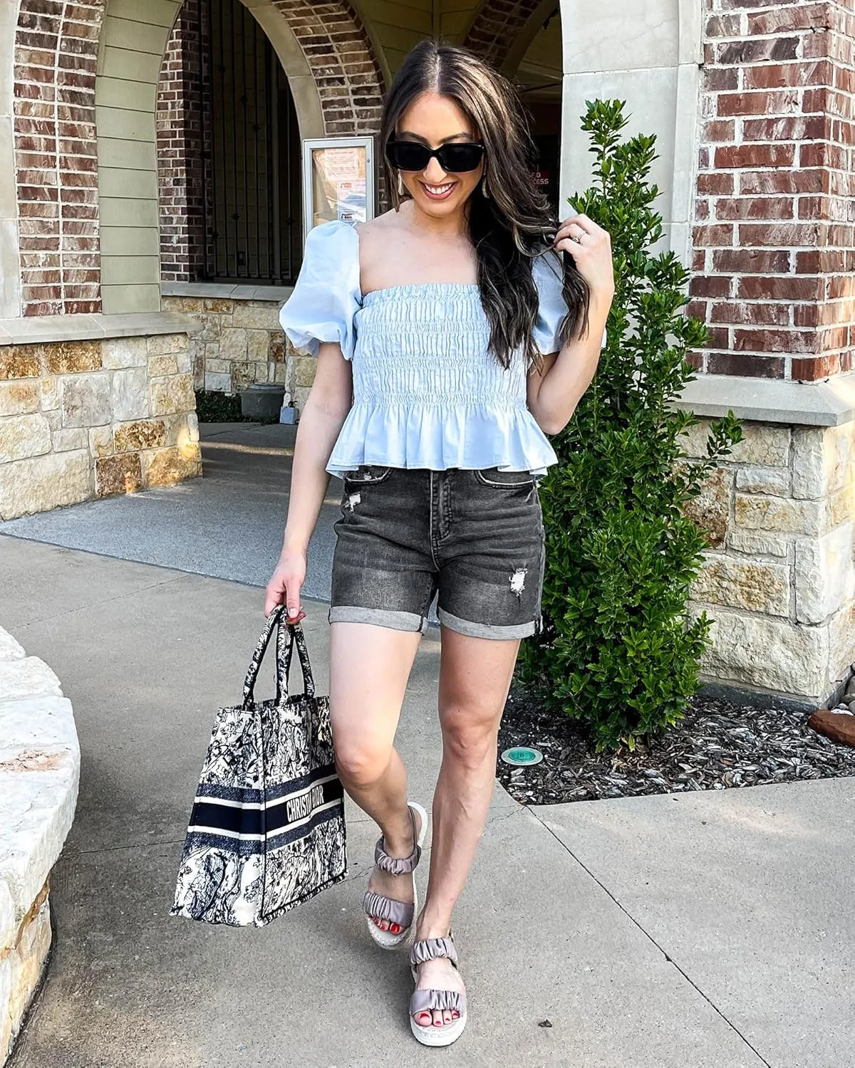 LookbookStore Jean Shorts Womens Stretchy High Waisted Ripped Denim Shorts with Pockets Trendy Distressed Cut Off Shorts