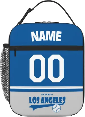 Los Angeles Custom Lunch Bag Lunch Box Custom Any Name and Any Number Personalized Fans Gifts Tote Bag for Men Women